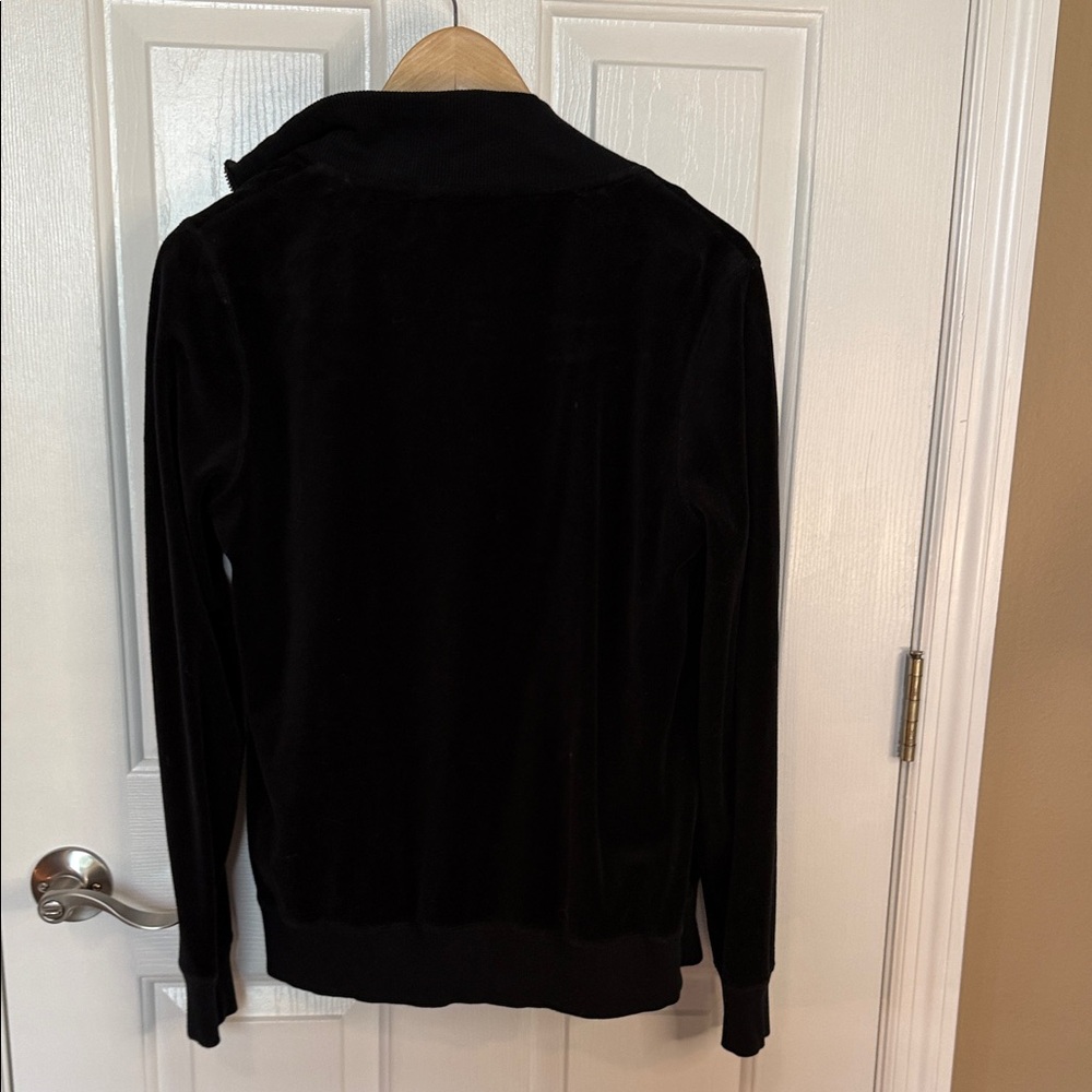 Michael Kors Black Velour Bomber Jacket with Gold Accents - Picture 4 of 4